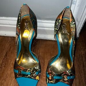 Carlos Santana Gold and Teal Women's Shoes
